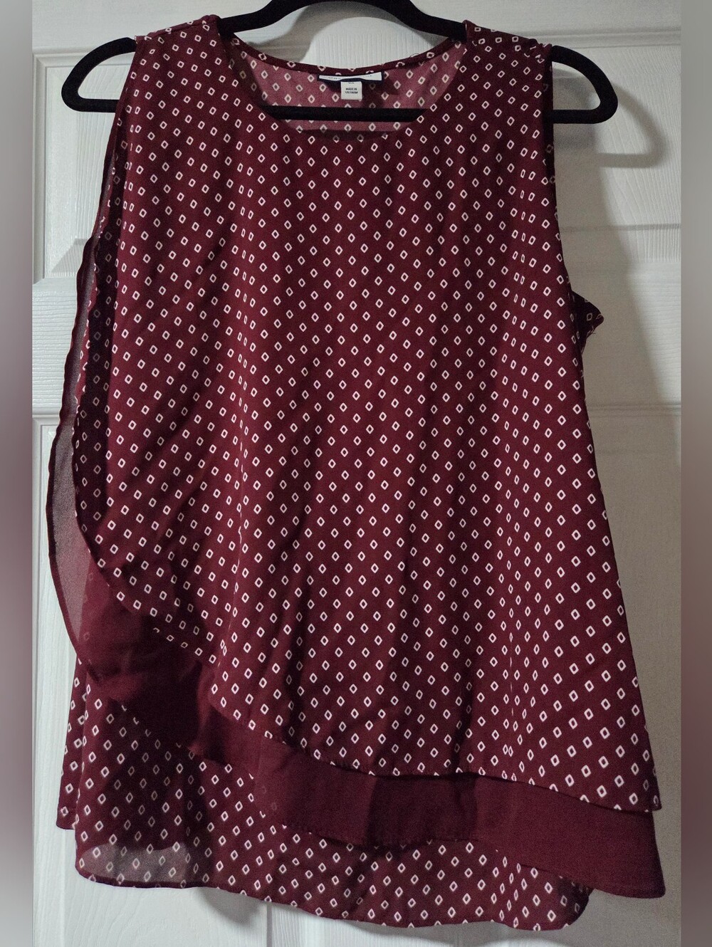 Charter Club Burgundy Polka Diamond Layered Tank Top
